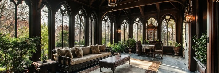 back porch with gothic interior design 