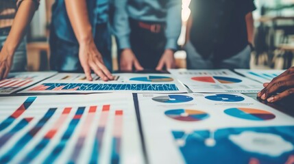 Diverse professionals engaged in intense debate around table with charts and diagrams, symbolizing strategic decision-making and alternative analysis.