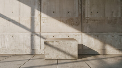 Minimalist concrete platform with soft light, perfect for product display and modern design. 
