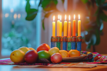 Kwanzaa Candles and Fresh Fruit Decoration 