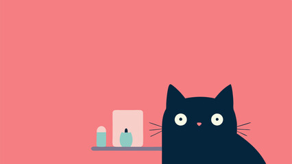Secrets of a cozy workplace with a cute cat and stylish stationery in the background.
