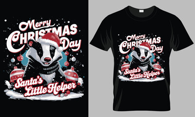 Merry christmas day santa's little helper - Christmas typography vector T-shirt design. motivational and inscription quotes.
perfect for print item and bags, posters, cards. isolated on black backgrou
