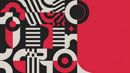 Obraz premium Abstract geometric shapes in red and black, modern design, perfect for branding and website backgrounds. 