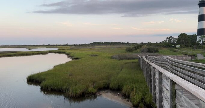 The Bodie Island Light Station in the Outer Banks of North Carolina, USA