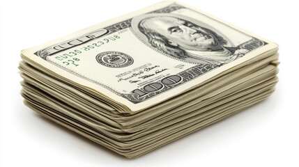 A stack of $100 bills, medium in size.