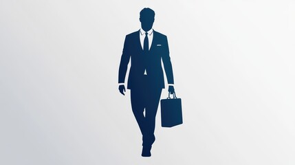 A lawyer icon silhouette holding a briefcase, rendered in a sleek, minimalist design on a white background