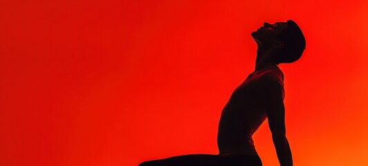 A minimalist silhouette of a person stretching their back, with an emphasis on the lower back area, representing relief from back pain
