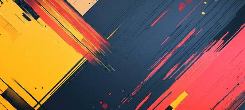 A modern and abstract banner with bold, diagonal lines and pops of color, perfect for promoting creative services or artistic events