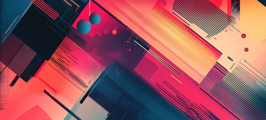 Fototapeta premium A stylish, geometric advertising banner with bold, contrasting colors and clear, concise text, designed to engage audiences in digital spaces