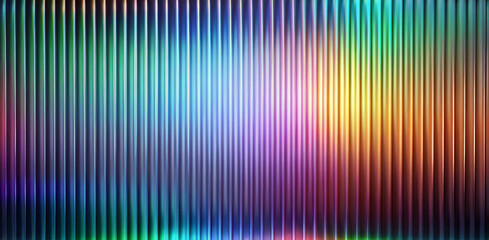 Vertical lines in a spectrum of colors create a vibrant and dynamic design, blending hues from deep blue to warm orange. The pattern produces a visually striking interplay of light and color. AI gener