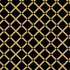 Fototapeta premium Abstract geometric pattern with squares, stripes, lines. Seamless vector background. Black and gold ornament. Modern graphic design.