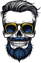 Obraz premium Hipster Skull Vector Illustration