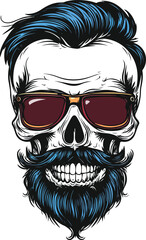 Fototapeta premium Hipster Skull Vector Illustration