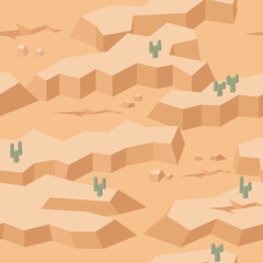 Geometric seamless pattern with desert landscape - hand drawn vector illustration.