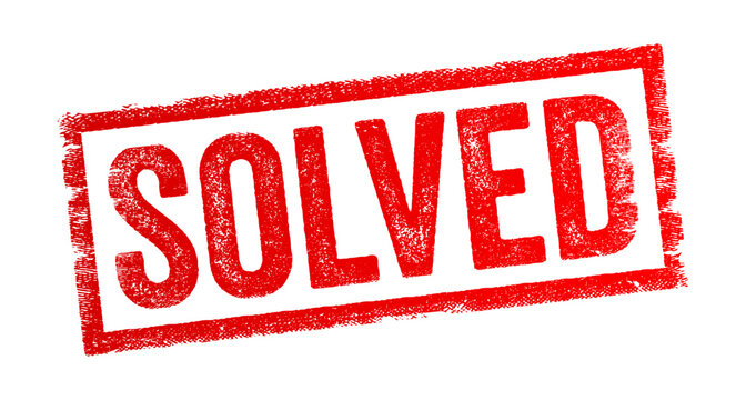 SOLVED - means that a problem, question, or mystery has been figured out or resolved, text concept stamp