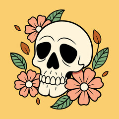 skull with flowers