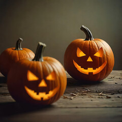 halloween pumpkin on  wooden a dark background