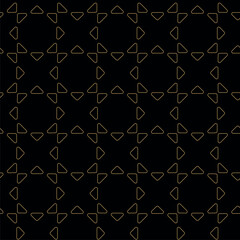 Fototapeta premium Abstract geometric pattern with crosses, stripes, lines. Seamless vector background. Black and gold ornament. Modern reticulated graphic design.