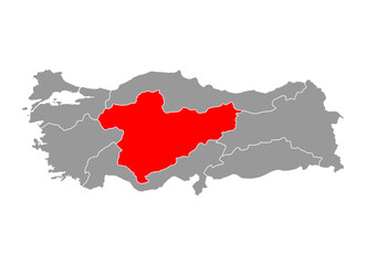 Central Anatolia Region of Turkey map symbol shape, travel web concept icon vector illustration