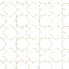 Abstract geometric pattern with crosses, stripes, lines. Seamless vector background. White and gold ornament. Modern reticulated graphic design.