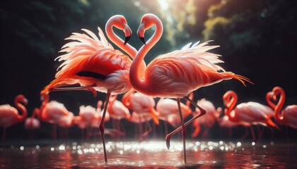 Fototapeta premium Flamingos