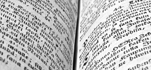 Close-up of an Old Text in Blackletter Script