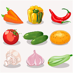 Vector image of a set of vegetables on a light background