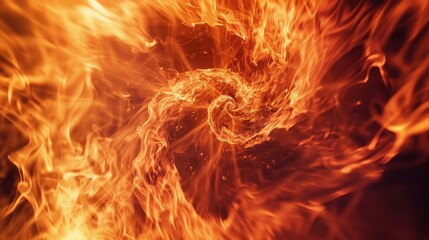 Fototapeta premium Abstract Fire Background - Fiery Orange And Red Flames In A Spiral Pattern.
