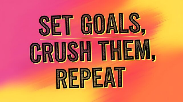 Set Goals, Crush Them, Repeat T-shirt Design Motivational Quote, Illustartion,Typography,Banner,Poster