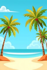 Obraz premium Tropical palm trees framing a clear blue sky