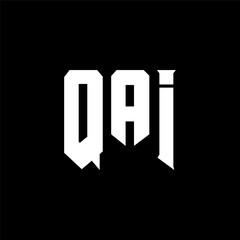 QAI letter logo design for technology company. QAI logo design black and white color combination. QAI logo, QAI vector, QAI design, QAI icon, QAI alphabet. QAI typography logo design.
