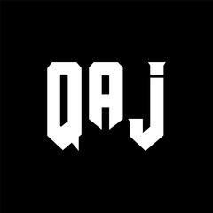 QAJ letter logo design for technology company. QAJ logo design black and white color combination. QAJ logo, QAJ vector, QAJ design, QAJ icon, QAJ alphabet. QAJ typography logo design.