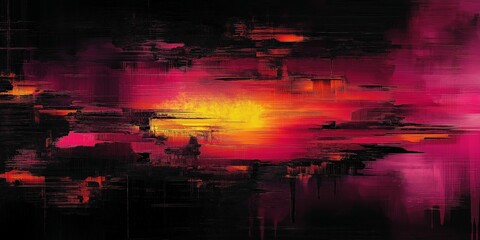 Fototapeta premium Glitch art with neon pixel distortion, abstract digital design
