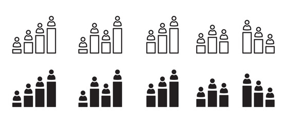 Business growth icon set, winning ranking. excellence, business target icon, teamwork ranking, work improvement, analytics, work target, efficiency, business icon, vector icon transparent background.