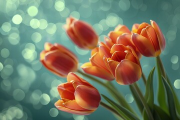 A bunch of orange tulips are in a vase