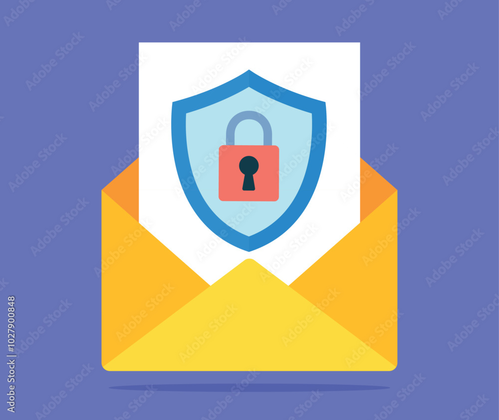 Aufkleber vector graphic shows an open yellow envelope with a document inside that displays a shield with a pa