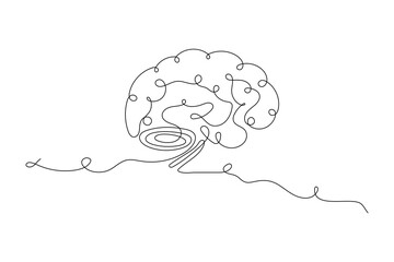 Continuous one line drawing of the human brain