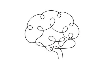 Continuous one line drawing of the human brain