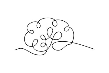 Continuous one line drawing of the human brain
