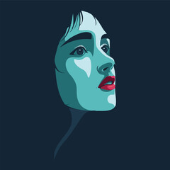 Girl face illustration monotone