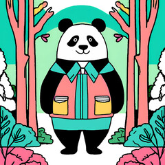 A panda in a jacket