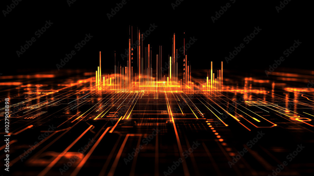 Aufkleber this image shows a futuristic financial chart. it uses lines and candlesticks to show how prices are