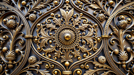 metallic abstract design with intricate floral patterns