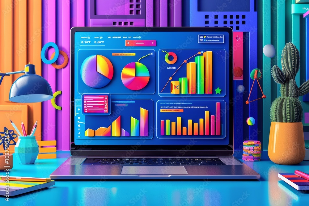 Poster cutting-edge e-learning technology with a vibrant and sleek color scheme