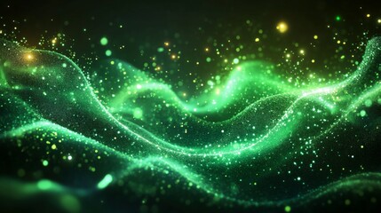 Abstract Green Wave Background