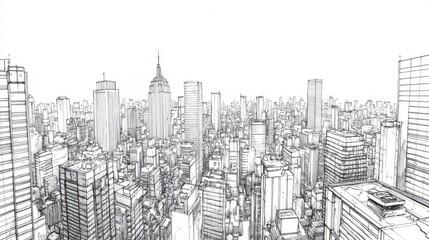 Obraz premium Futuristic Cityscape Sketch