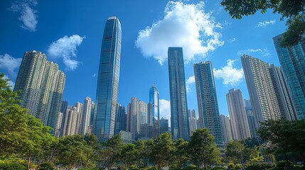 Obraz premium Skyscrapers in Urban Skyline