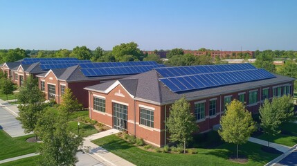 Solar Panels on Modern Campus Buildings