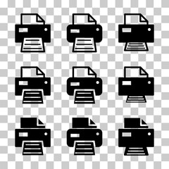 Set of Printer document web icon, printout machine technology flat sign vector illustration