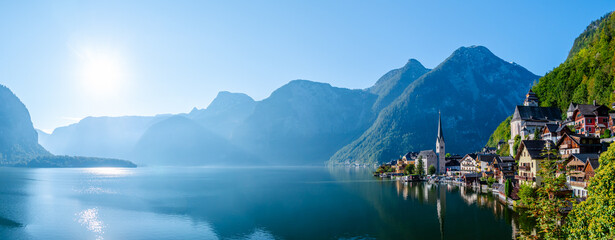 Widok na jezioro Hallstat, Austria, Alpy, Górna Austria